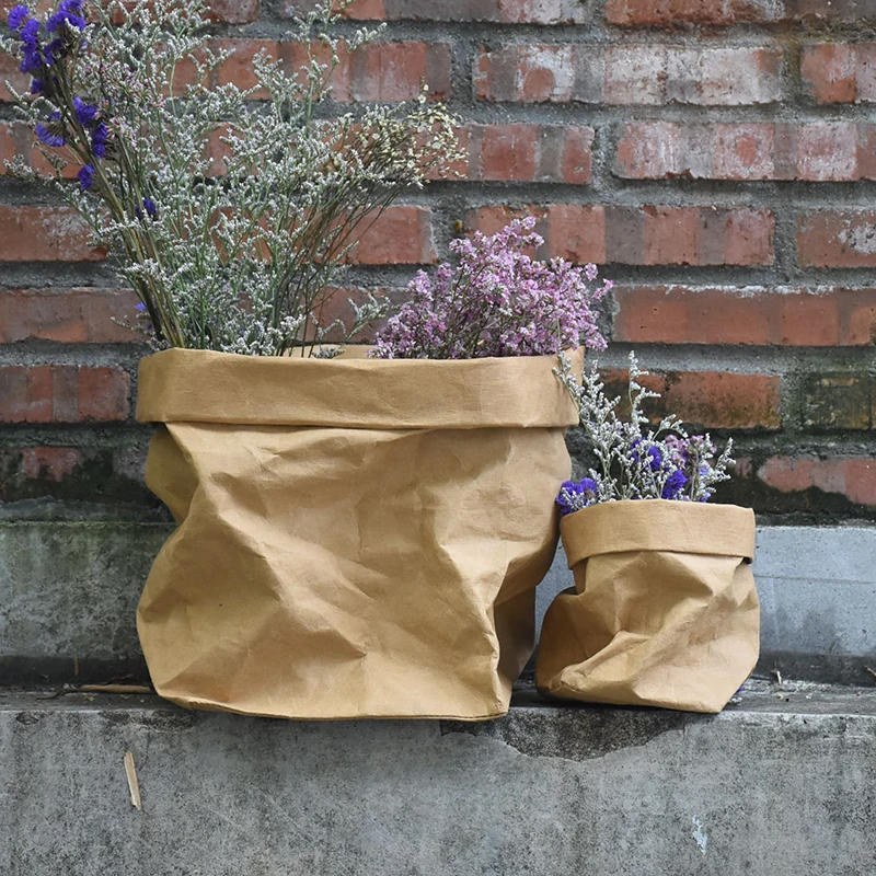 Eco-friendly Customized Printing Flower Pot Kraft Paper Storage Bag
