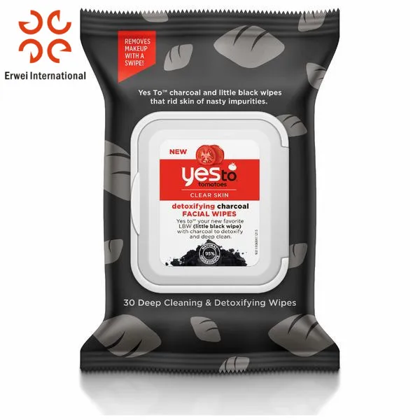 OEM антибактериальные влажные салфетки с углем для удаления макияжа