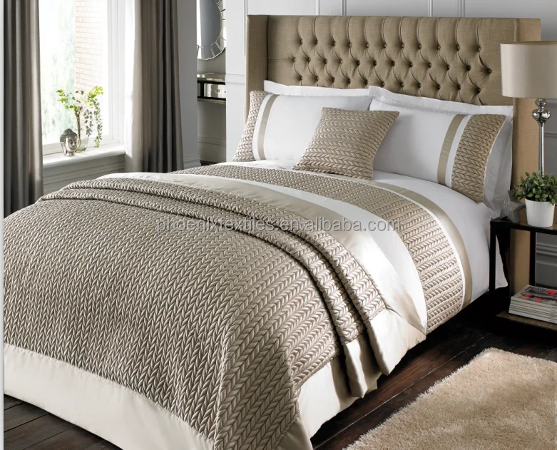 Computer Flower Embroidery Cotton Stripe Hotel Bed Linen for Hotels