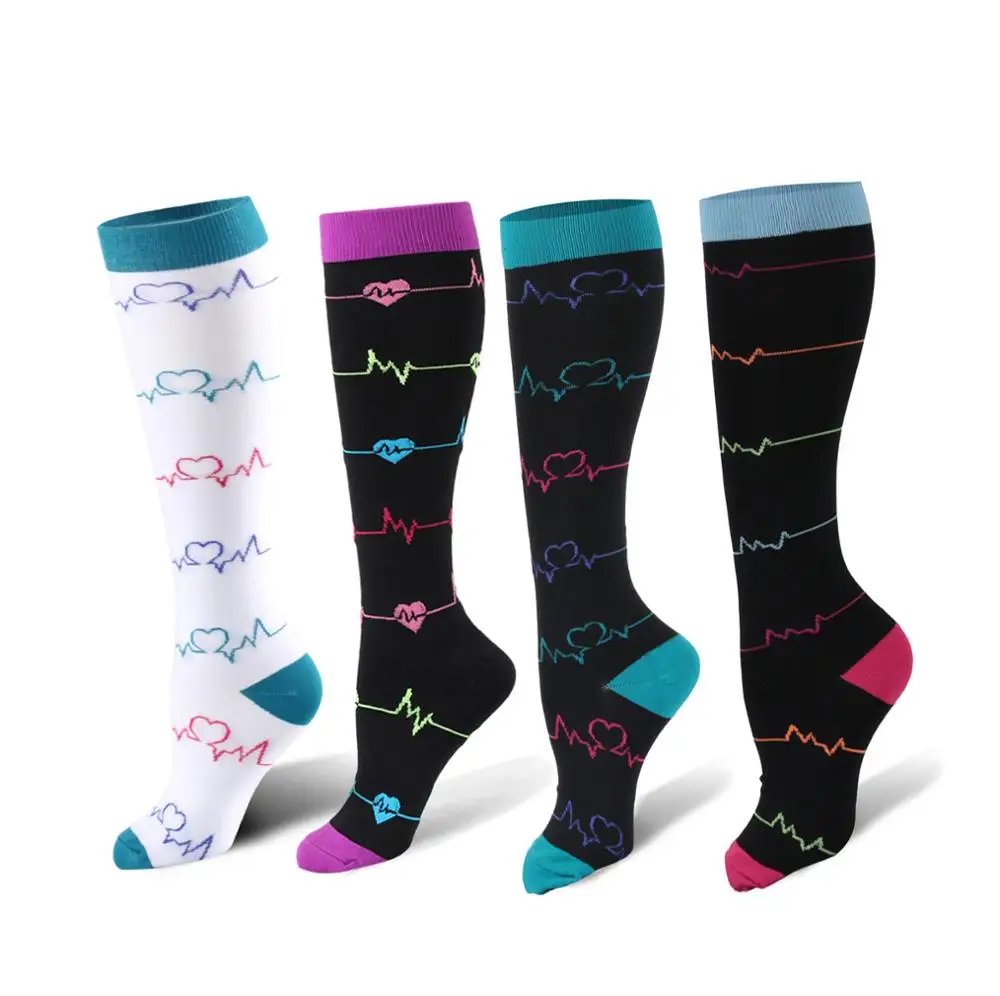 Athletic Sport Sock Custom 20-30mmhg Sport Medical Running Cycling Stocking Men Cheap Knee High Socks For Girls Compression Sock