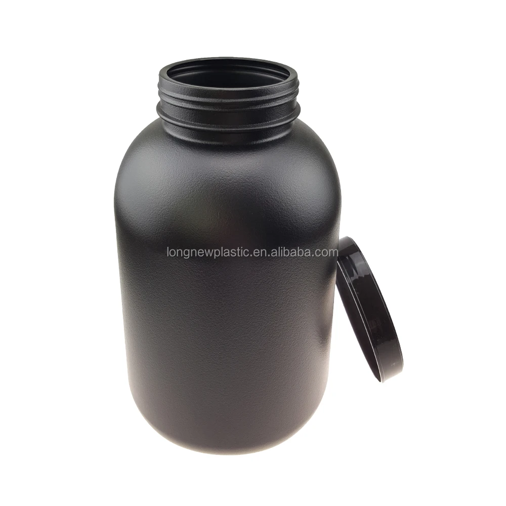 Black Plastic Protein Powder Bottle with scoop