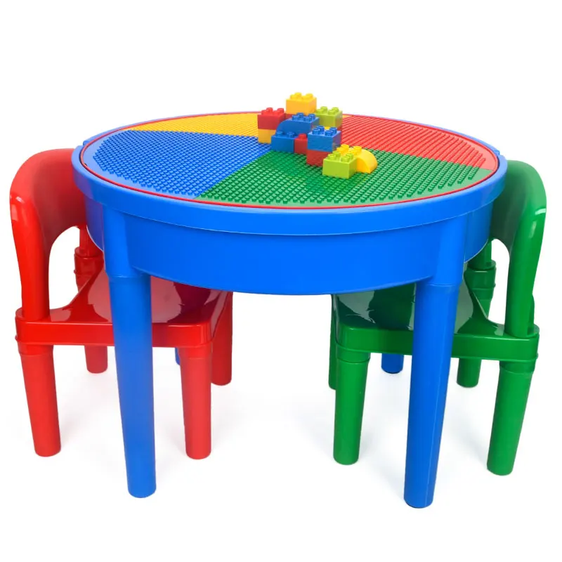 
Kids Plastic BricksToy Activity Play Table with storage box and chairs 