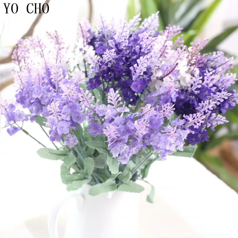 YO CHO 10 Branches artificial Lavender decorative Silk artificial Lavender Flowers for home decoration