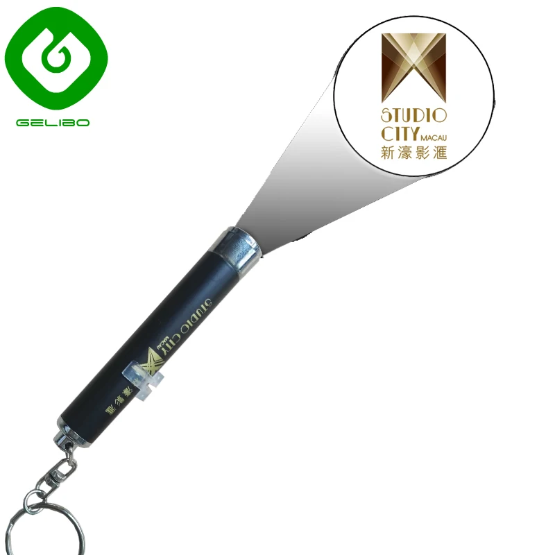 Mini LED flashlight keychain with custom logo projection for promotion