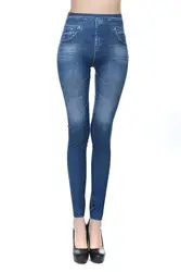 Euro-American TV Shopping mock pocket printing ladies jean leggings Bottom-like Jeans pants hot sale women tight jeans leggings
