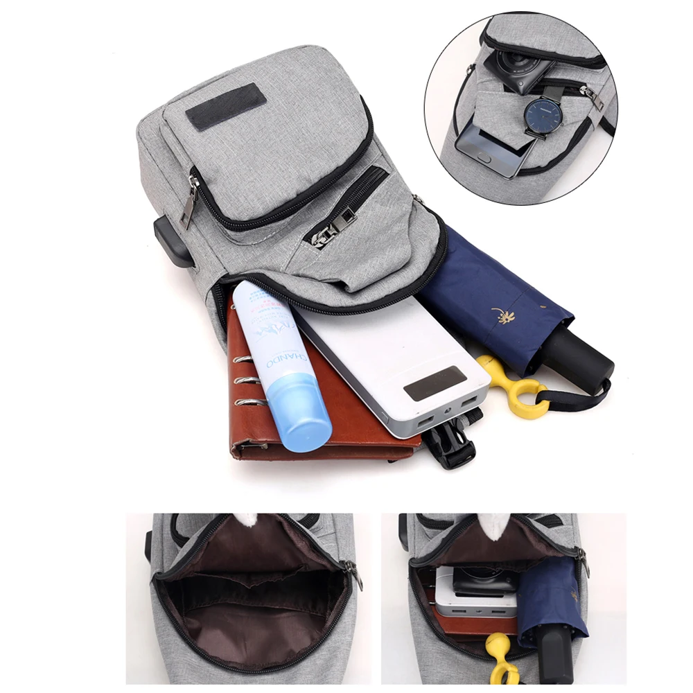 Softback Customized  crossbody chest bag with USB Charging for men