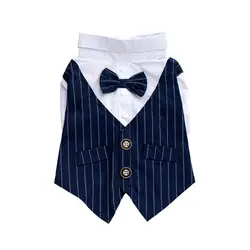 Holiday Costume Dog Bow Tie Halloween Apparel Cat T-shirt Clothes Striped Suit for Dog