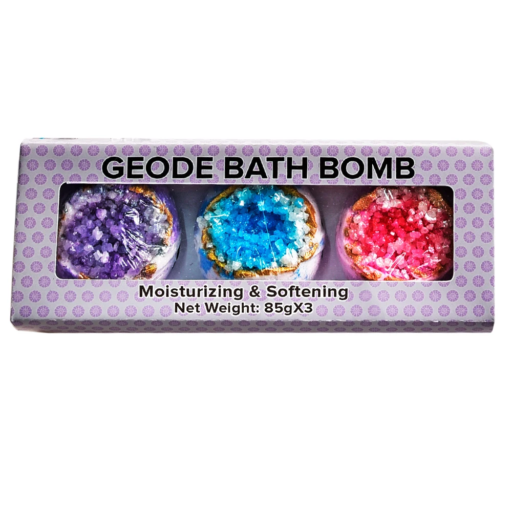 Private Label Bubble Bath Fizzy Colorful Bomb Ball Crystal Geode Bath Bomb