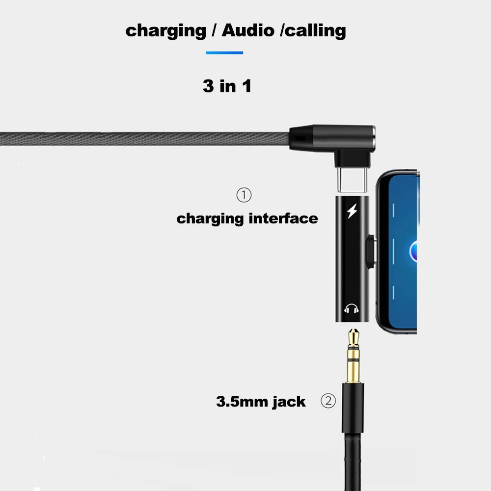 Переходник для наушников 2 в 1 с разъемом USB Type-C на 3 5 мм зарядный преобразователь аудиоадаптер телефонов Xiaomi 6 Huawei P10 Mate