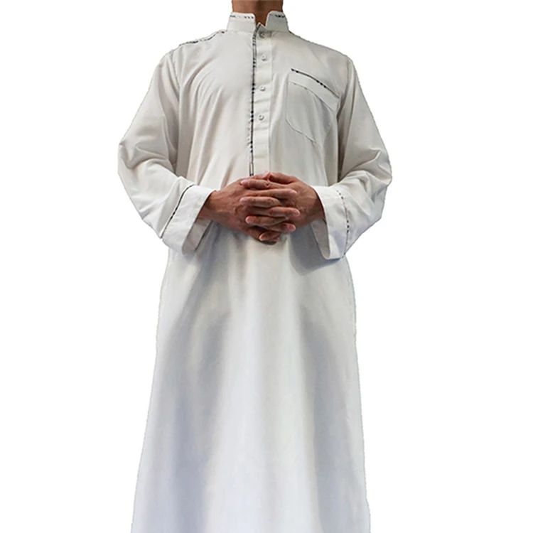 Middle East Islamic Full length  Clothing  Dubai  kaftan Muslim Buttons  polyester  Mens Thobe