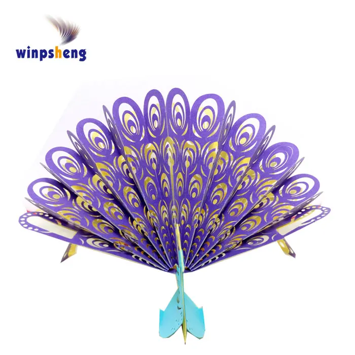
Paper craft 3d laser cut pop up peacock wedding invitation cards 