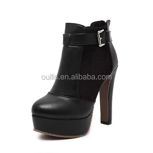 2016 factory wholesale latest ladies high heel ankle boots PM4043