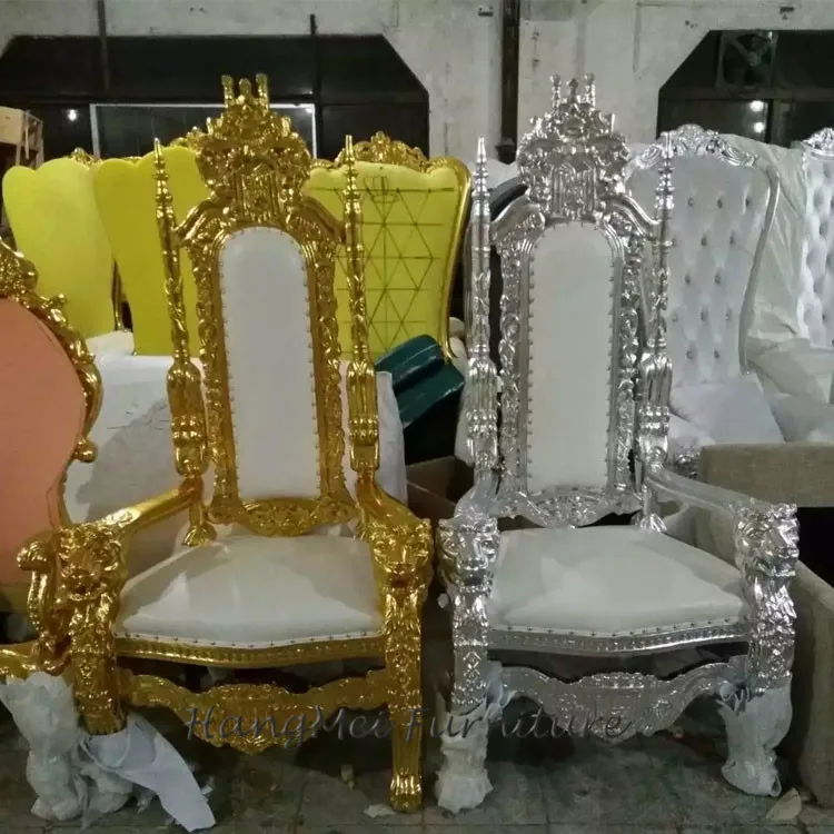 Wholesale royal wood carved wedding antique king lion throne chair