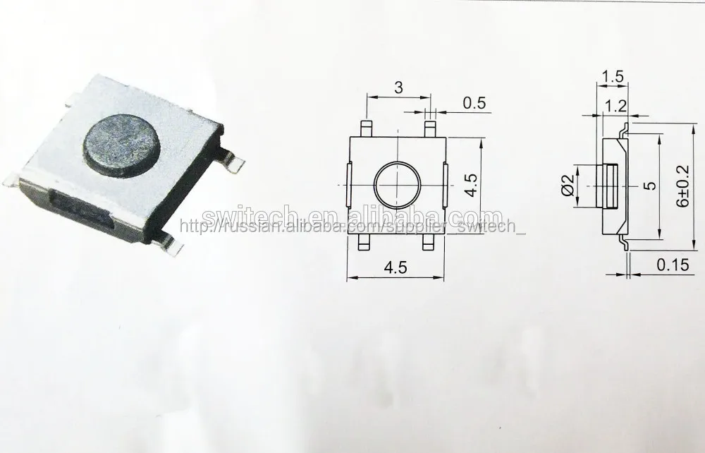 Spst 4.5x4.5x1.5мм микрокнопка кнопочный переключатель