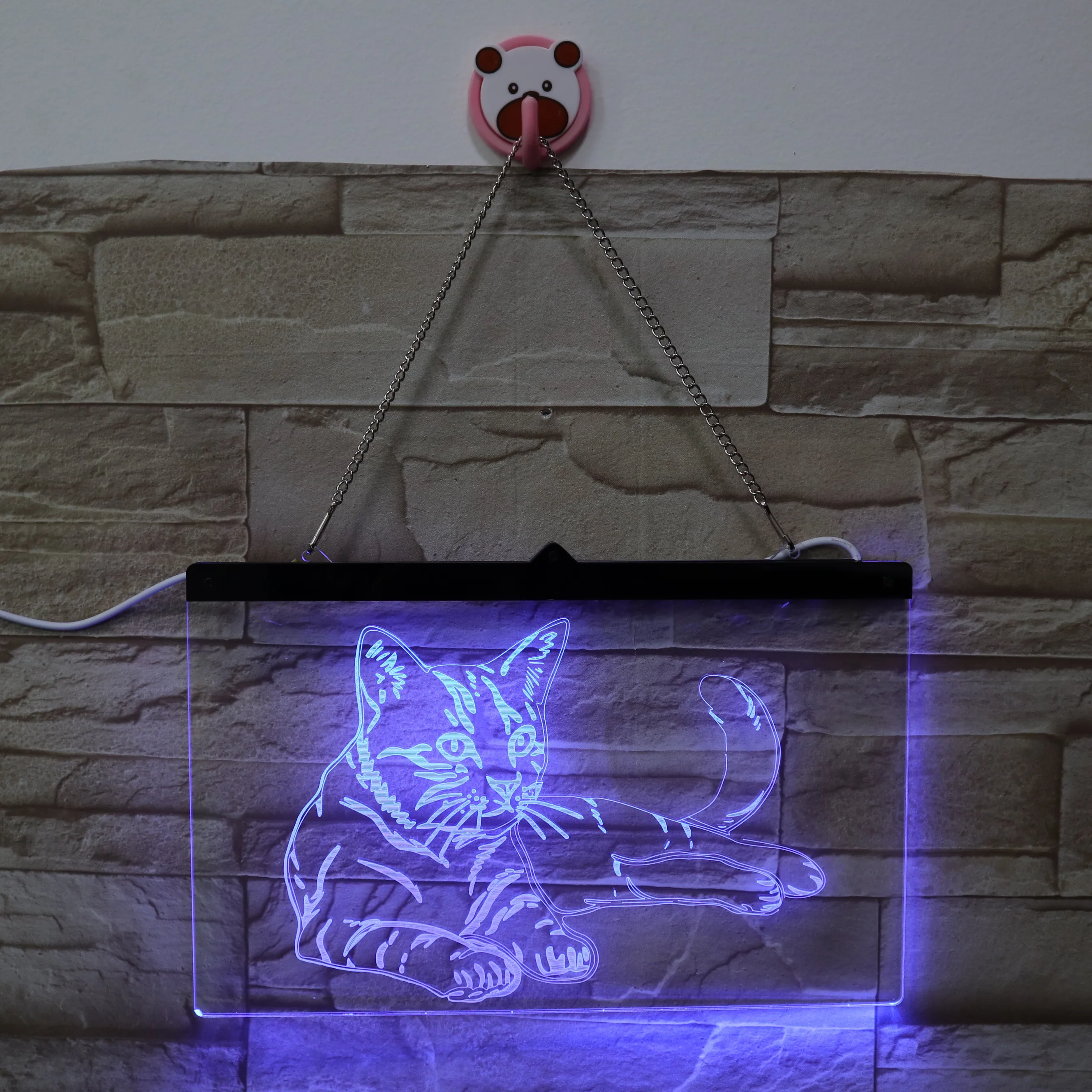 
Customized Hanging 3D Sign Lamp Signboard Light LED Light Cat 3D Illusion Lamp for Hotels Bars 