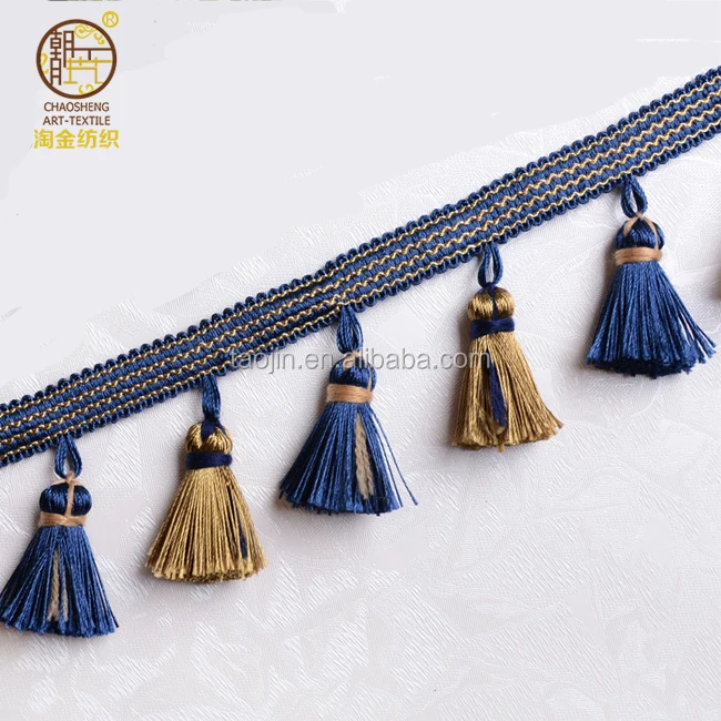 stock goods tassel and beaded fringe for curtain decoration