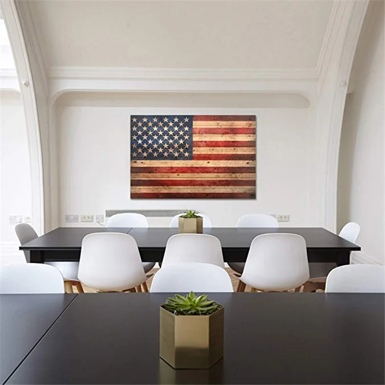 
American Echoes Vintage Wooden United States Flag Wall Art 