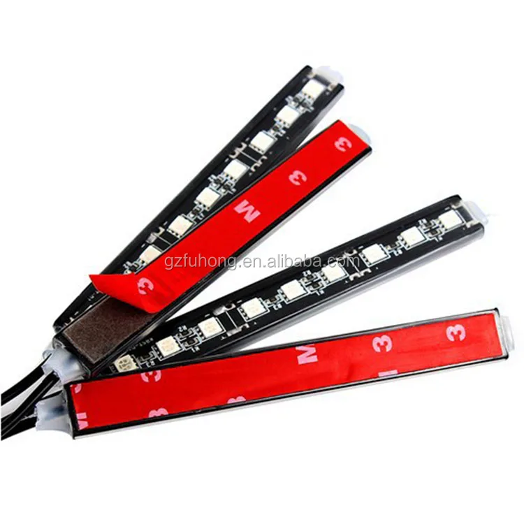 
single color 5050 9 leds 4 pcs led atmosphere lights interior decorating strip for car 
