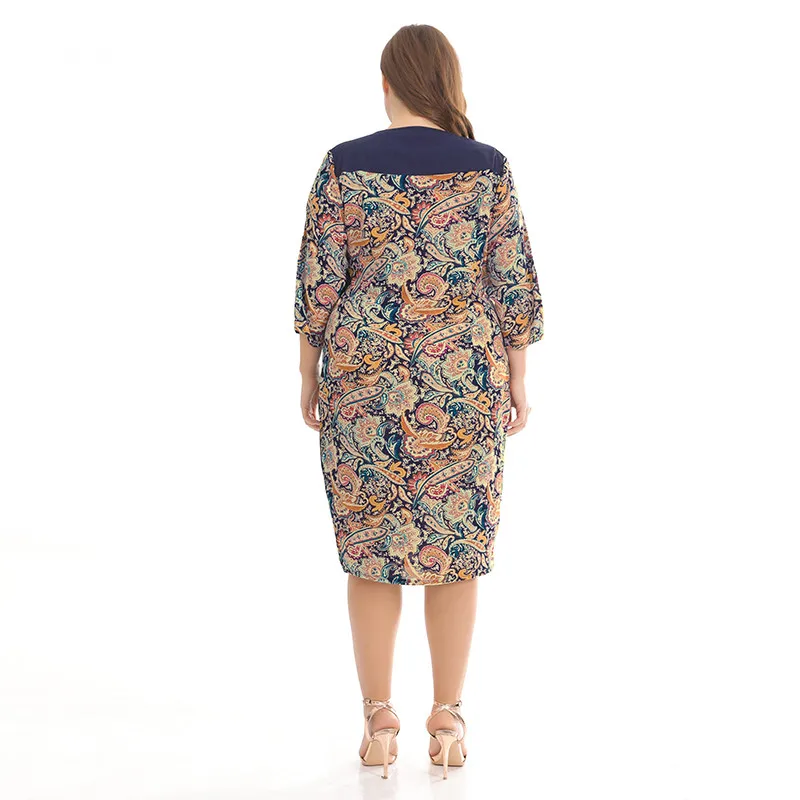 
Wholesale fashional retro floral ladies dress plus size medium with side pockets 