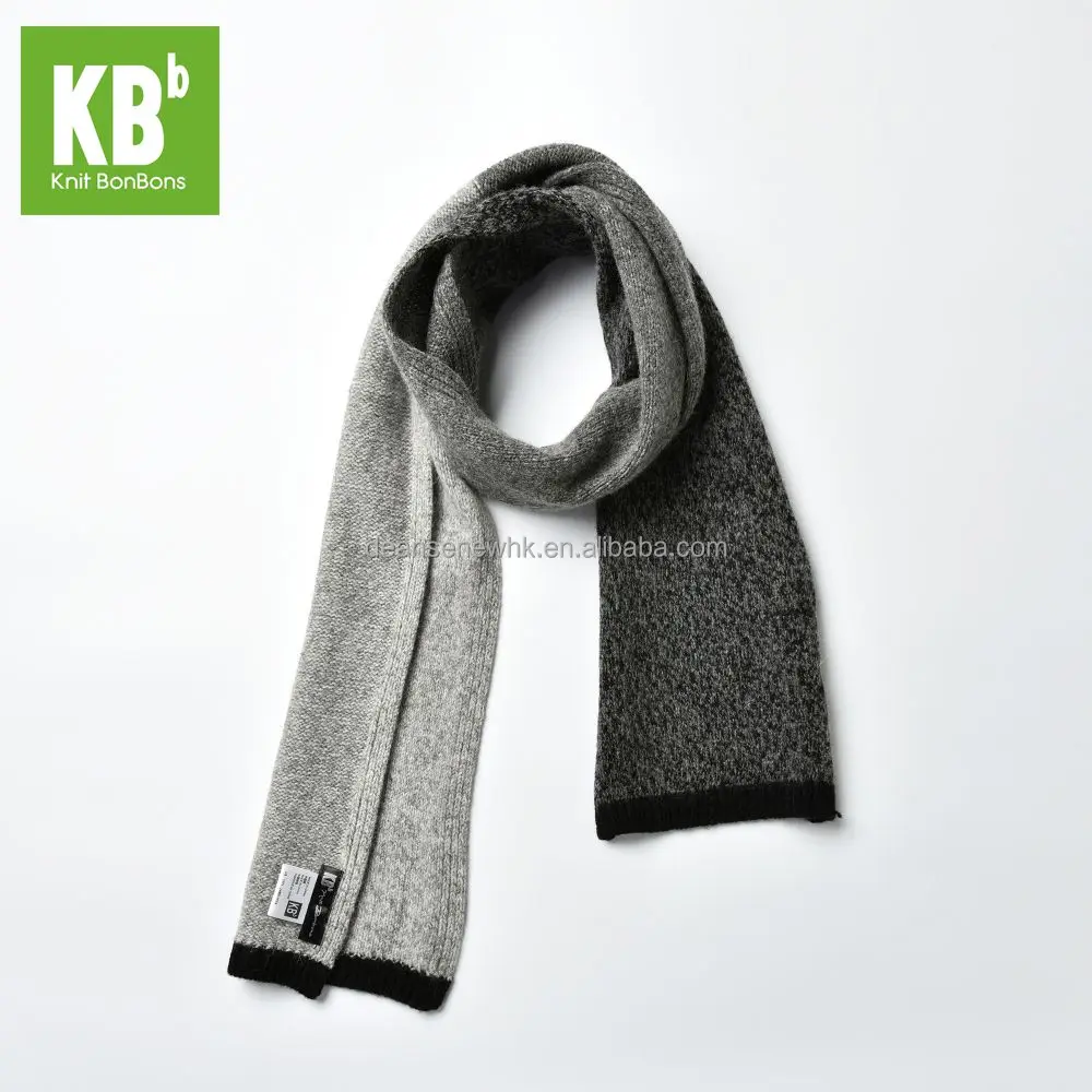 Fashion Custom Made 100% Lambswool Funky Winter Adult Knitted Scarf Muffler- Grey