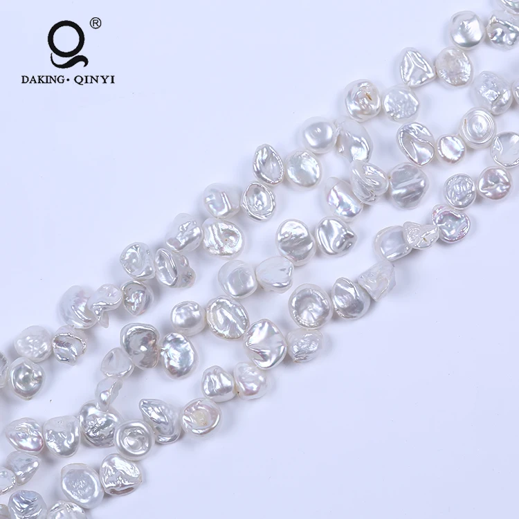 Daking Jewelry 10-11mm Irregular Natural White Fresh Water Loose Keshi Pearls