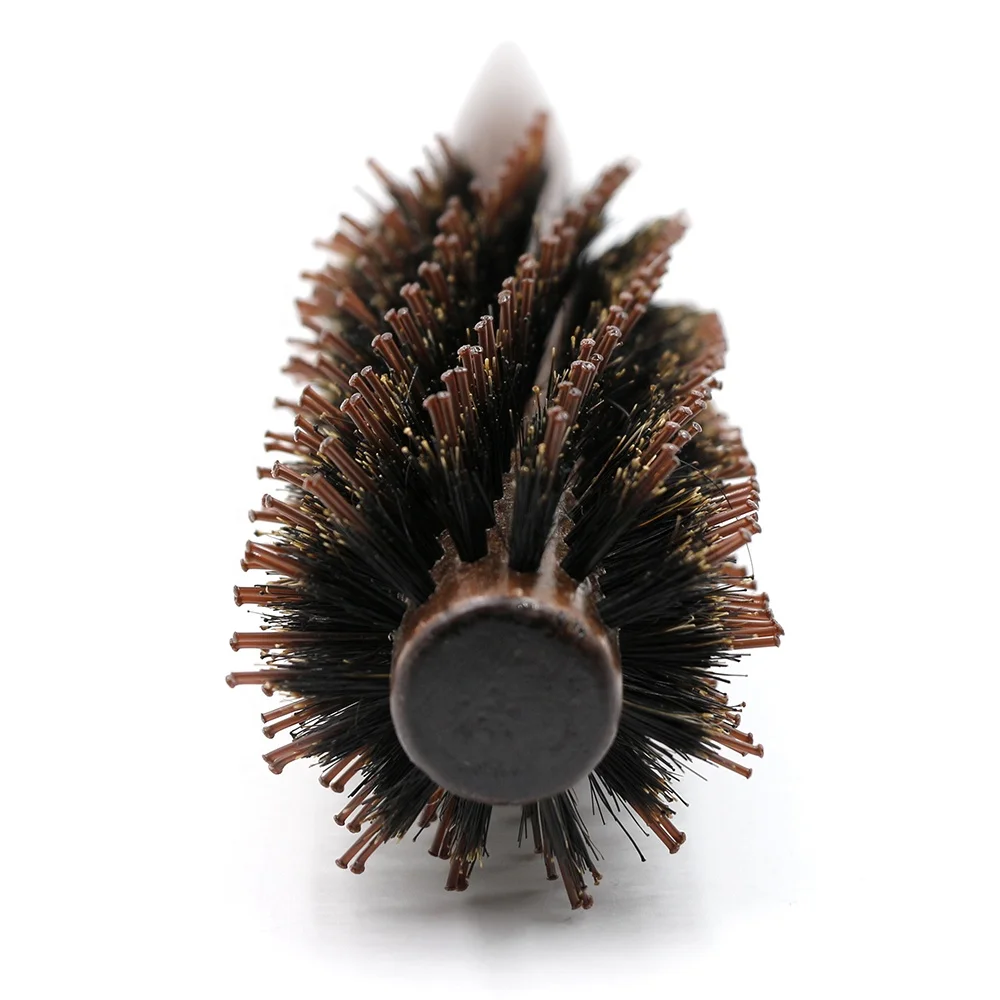 Hot Selling Roll Round Comb Wood Handle Natural Bristle Brush Curly Hair Anti Static Straight Twill Brush