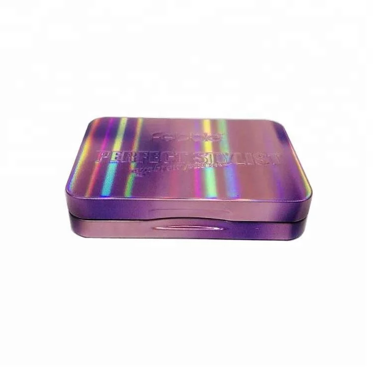 custom logo holographic printing makeup eyeshadow and eyebrow tin palette 6 colors