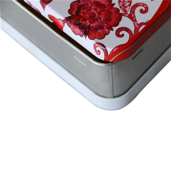 
Rectangular hinged tin containers metal box with clear lids wholesale 