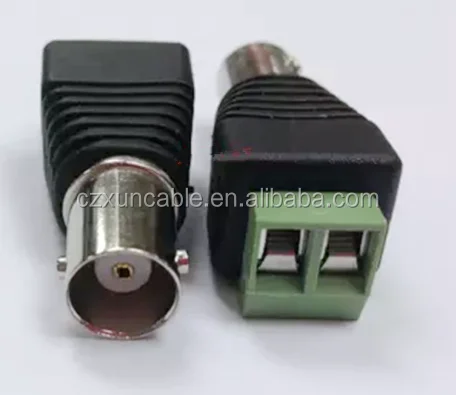 DC Power Green 50 ohm BNC Male Female RF Coaxial Terminal Coax Adapter Balun Connector Set to Q9 Screw Cat5 Cat6 with CCTV Video