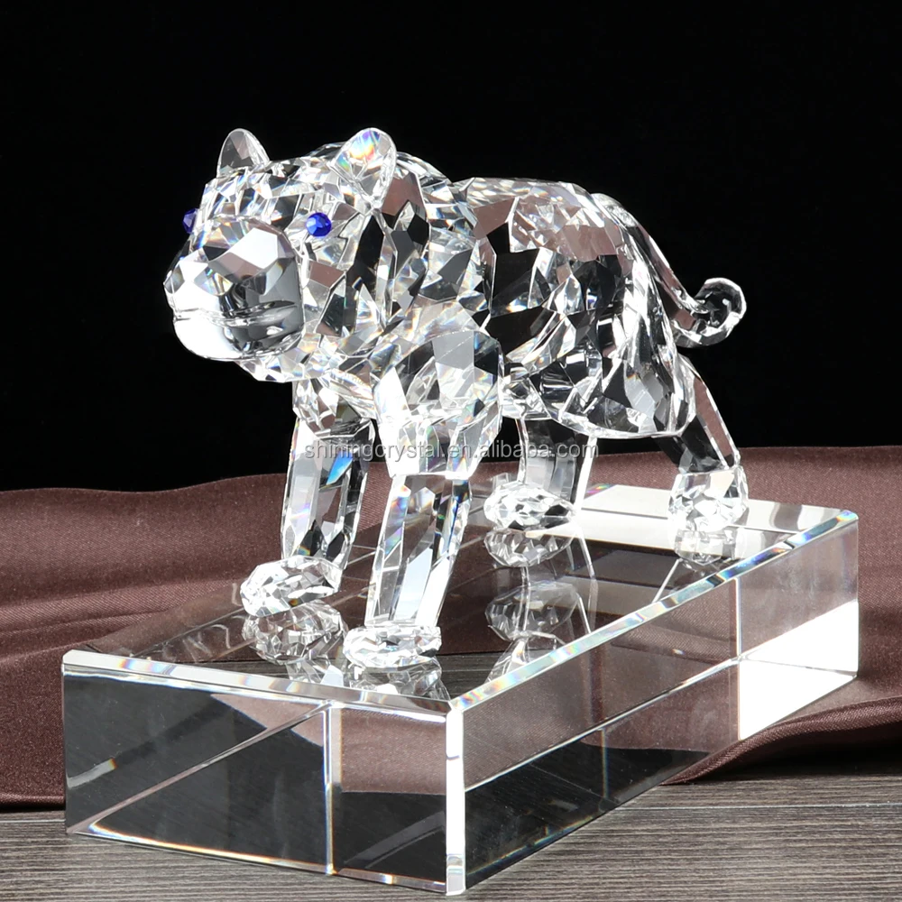 New wholesale unique crystal glass tiger figurine the chinese zodiac ornament crystal animal ornaments