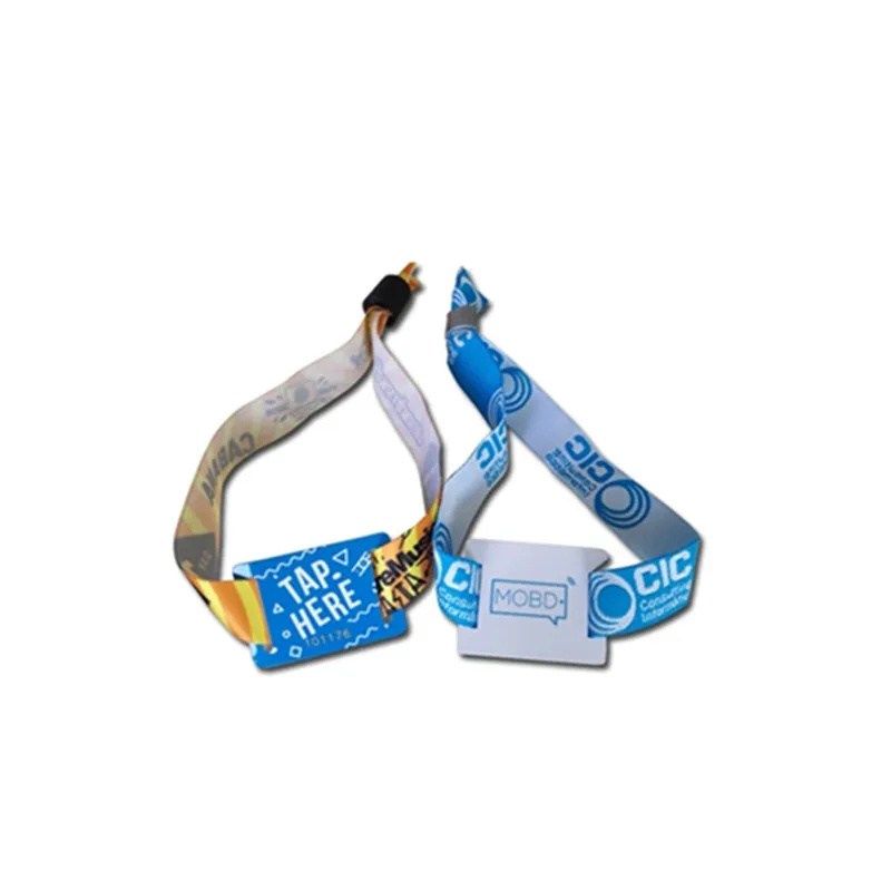 13.56MHz 1443A MIFARE Classic EV1 1k rfid woven wristband with QR code