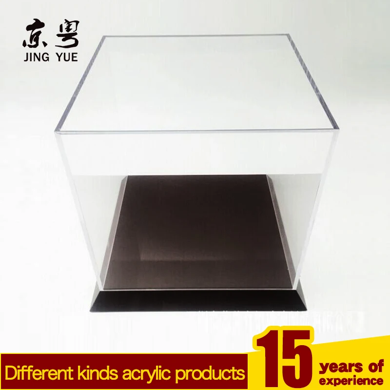 Factory custom new gift clear cover black base pmma plexiglass acrylic toy display box case with lid acrylic cube display box