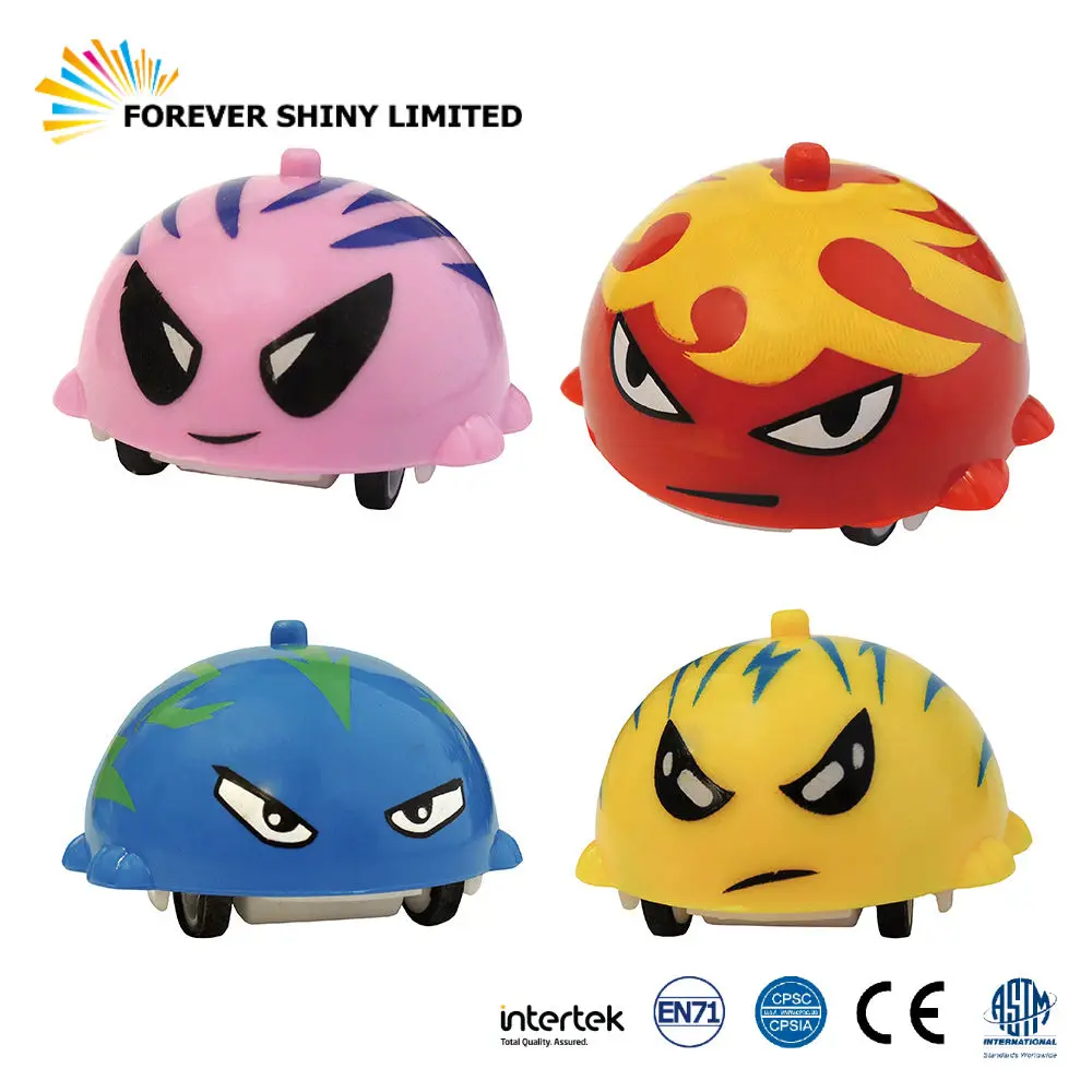 OEM ODM Wholesale Crane Gashapon Redemption Small Friction Push Toy Monster Battle Spinning Top Car for Capsule
