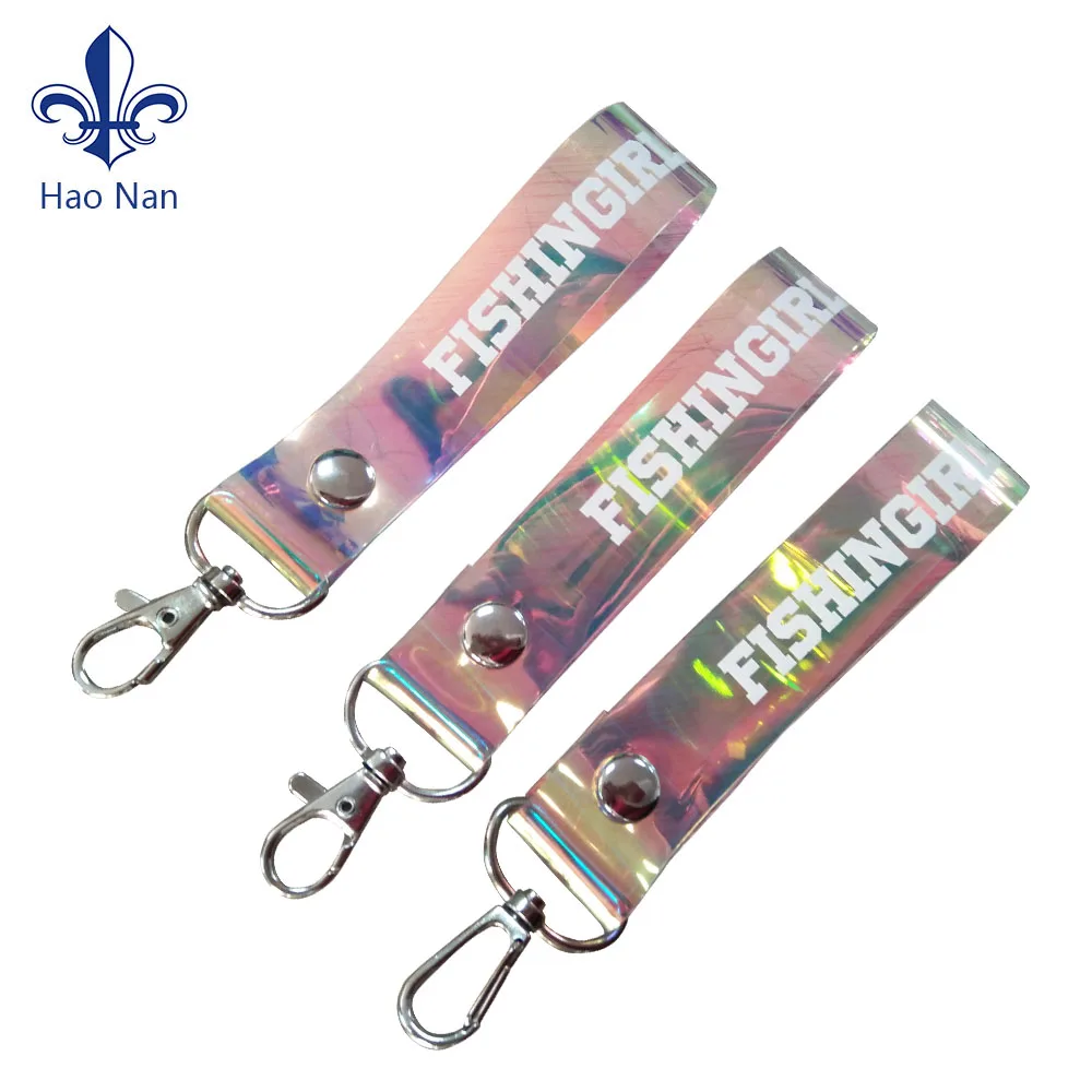 Trendy christmas gift Holographic Material PVC Full Color Print Keychain lanyards /keychain cell phone lanyard/ dubai handicraft