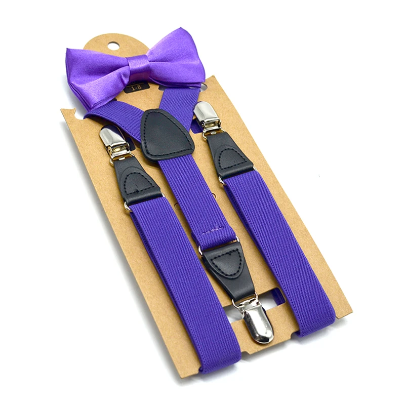 Новый подтяжки галстук бабочка набор мальчики девочки дети размер 80-130 высота Y Форма Мягкий ленты из полиэстера сплошной узор дизайн простой