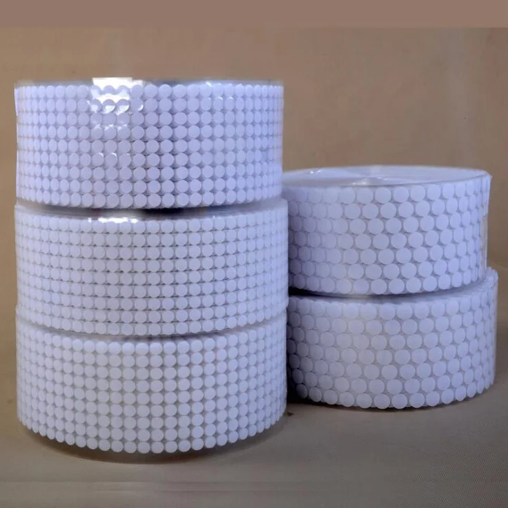 House Fitting Accessory White Self Adhesive Round Indoor Hooks And Loop Tape/ Coins/ Dot