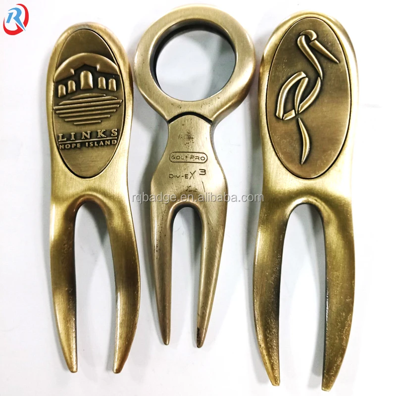 custom own logo Metal Magnet Golf Divot Tool / Pitch Forks