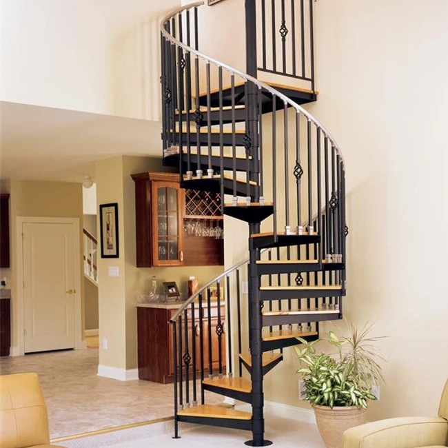 Step ladder tread wooden indoor spiral staircase