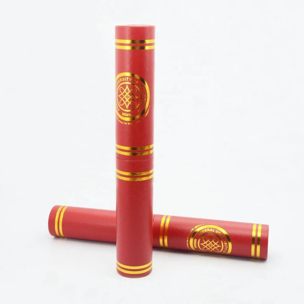 Gold Foil Stamping High School Leatherette Paper Diploma Certificate Tube Holder