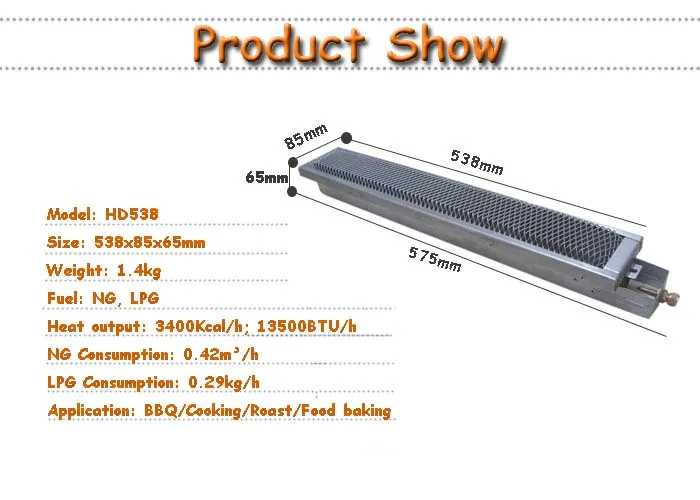 Infrared Catalytic Gas Flameless Burner for Meat roasting machine