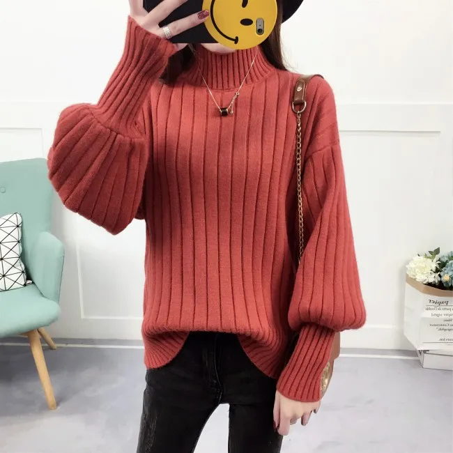 hot sale pink lady lantern sleeve loose sweater