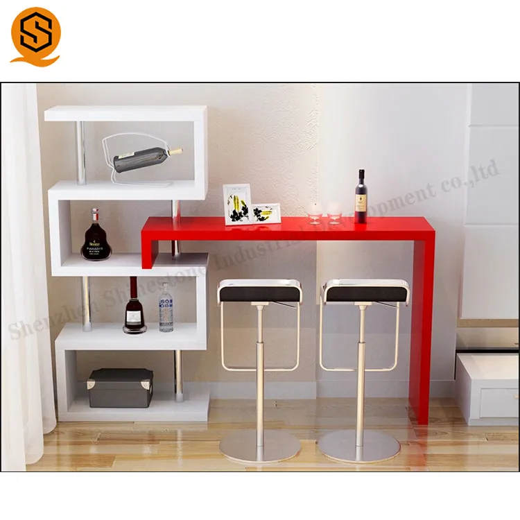 Restaurant bar Furniture Sets High Gloss Table and bar Stools Modern bar Table Set