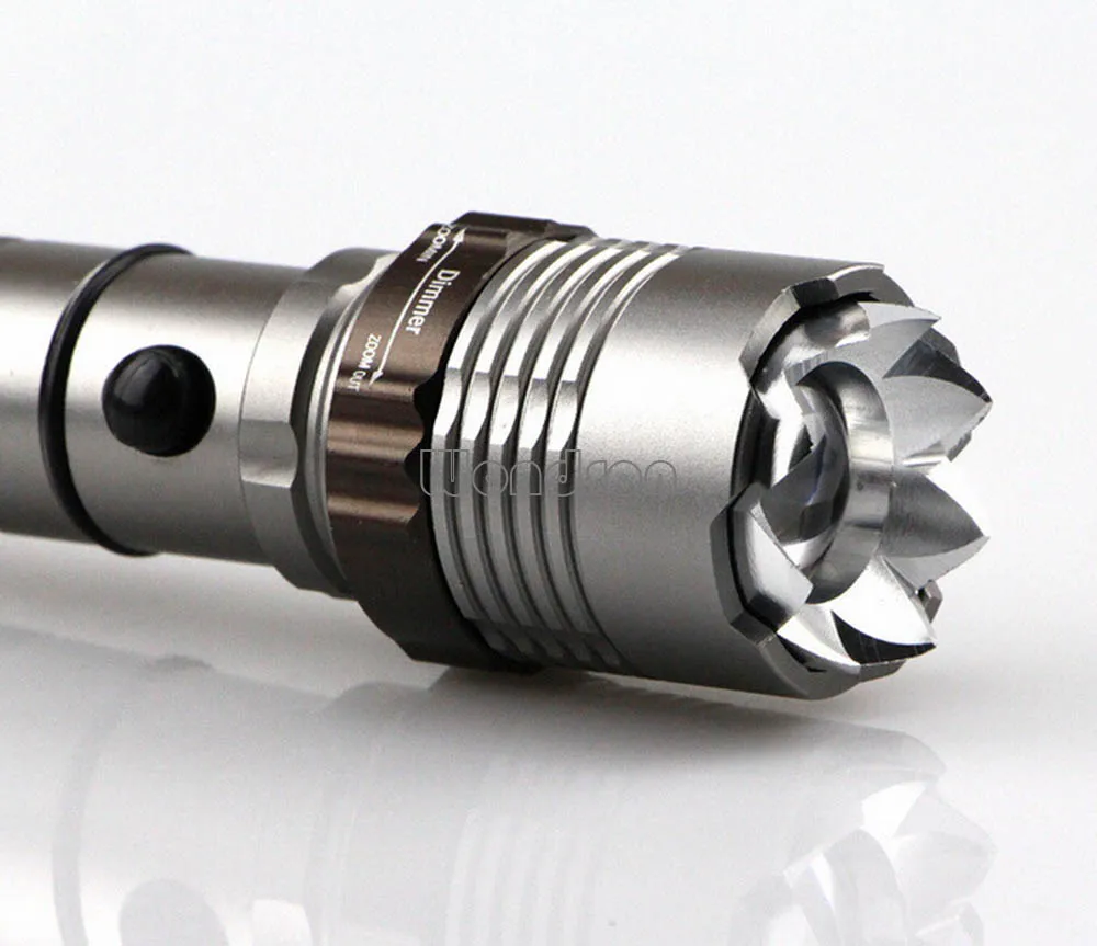 High Power 10W Grey 1200 Lumens White LED Torch Zoom in Zoom Out Security Rechargeable Flash Light