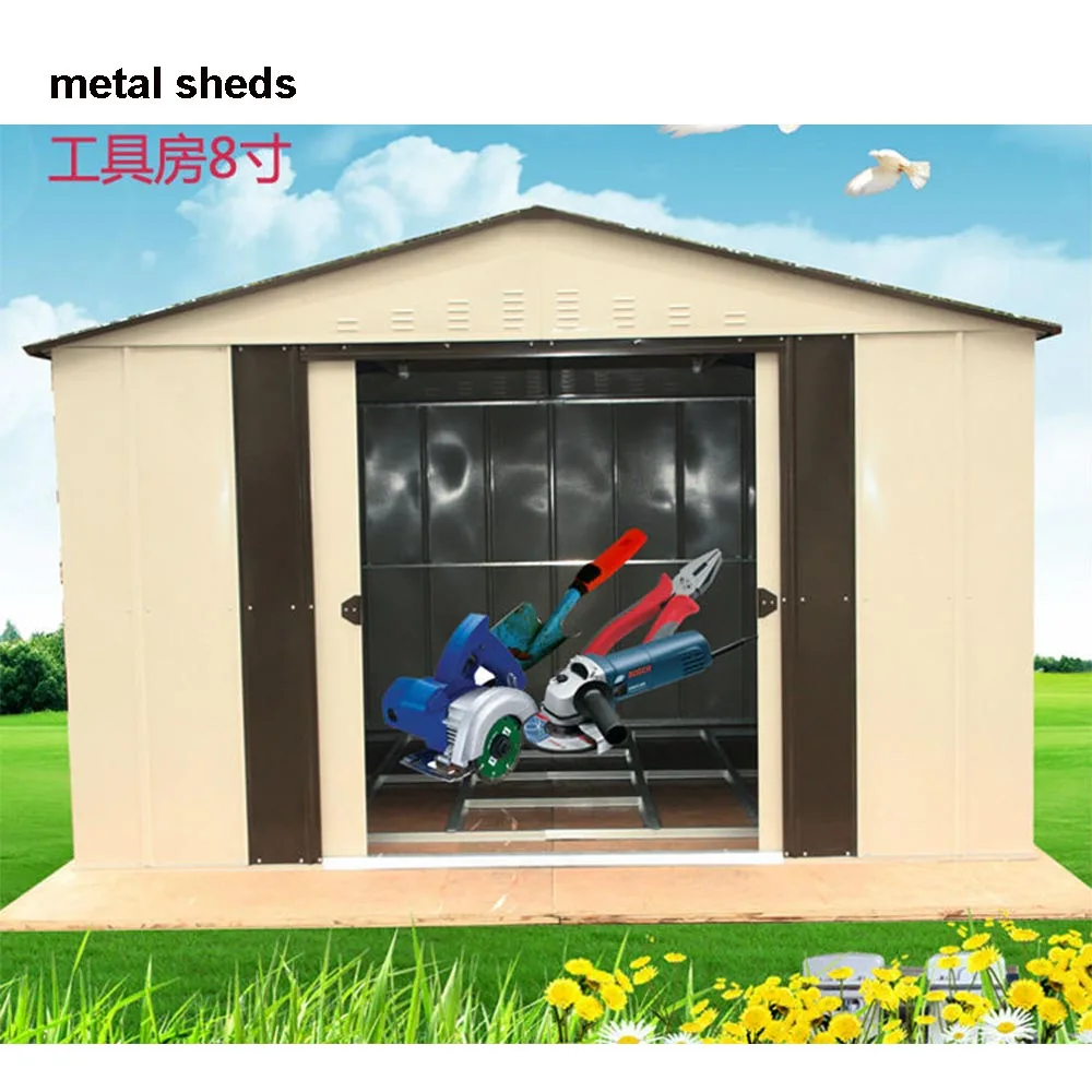 Made in China outdoor use metal backyard and garden tools storage sheds lockable
