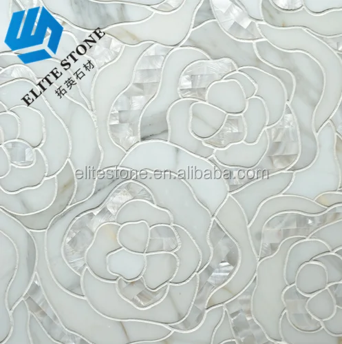 Grey waterjet lava stone mosaic floor tile pattern for bathroom