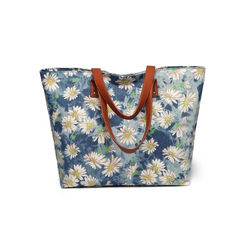 
custom printing jean tote bag 