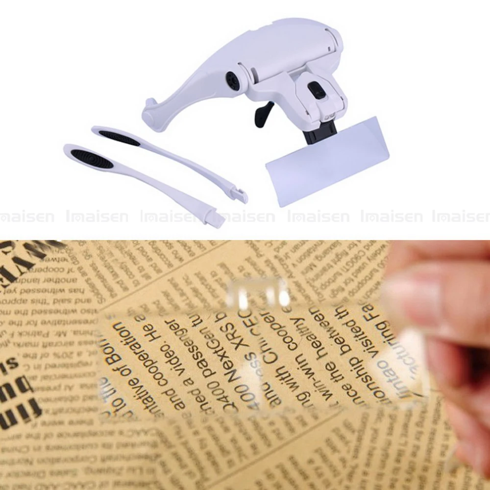 LED Helmet Magnifier with Glasses Bracket  Multiple lens Magnifying Glasses   Interchangeable 5 Pcs Lenses Headband 2LED Head L