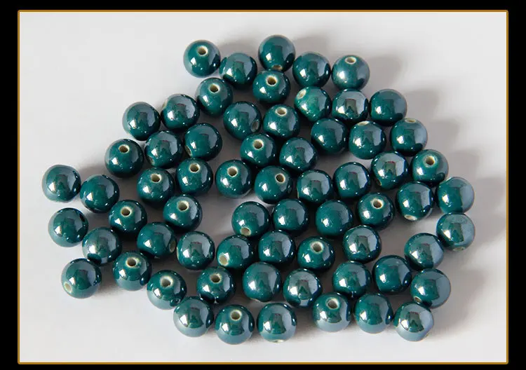 10mm pinkycolor glaze Porcelain Round Ceramic Beads For Jewelry Making Decorative Diy Bicone Pattern Beading Wholesale