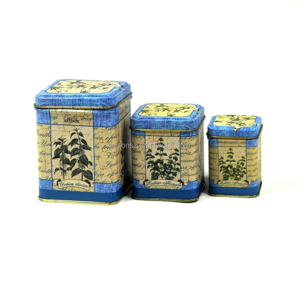 square metal tea tin can coffee tin box custom boxes with logo gift box packaging