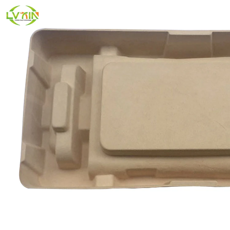 
Biodegradable reinforce material molded bamboo pulp packaging custom colour paper pulp mould package tray 